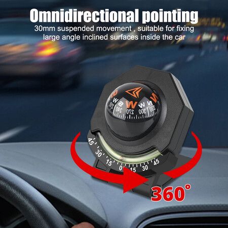 Foldable Car Dashboard Compass Ball for Vehicle Boat High Precision Navigation With Slope Meter 2-In-1 Car Mount Compass Ball