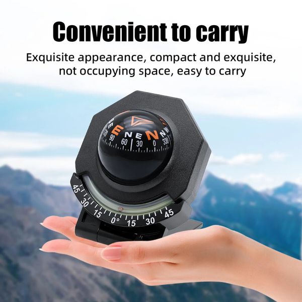 Foldable Car Dashboard Compass Ball for Vehicle Boat High Precision Navigation With Slope Meter 2-In-1 Car Mount Compass Ball