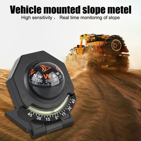 Foldable Car Dashboard Compass Ball for Vehicle Boat High Precision Navigation With Slope Meter 2-In-1 Car Mount Compass Ball