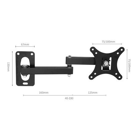 TV Wall Mount, Articulating LCD Monitor Mount for Most 14 to 27 inch LED TV Flat Panel Screen with Mounting Holes up to 75 x 75 mm 100x100mm , Black