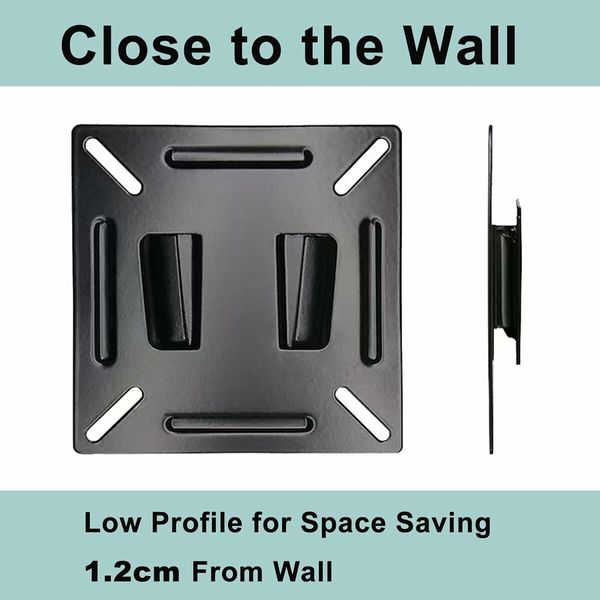 RV TV Mount Monitor Wall Mount Camper 10 to 27 Inch LED LCD Low Profile Flat Curved Screen TV or Computer, Small Fixed Monitor Bracket