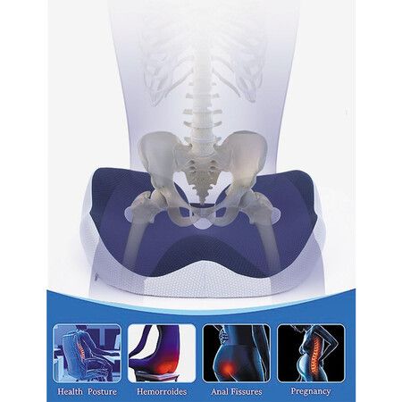 Seat Cushion for Back Relief Memory Foam Tailbone Support Hip Comfort Office Home Ischial Tuberosity Pillow