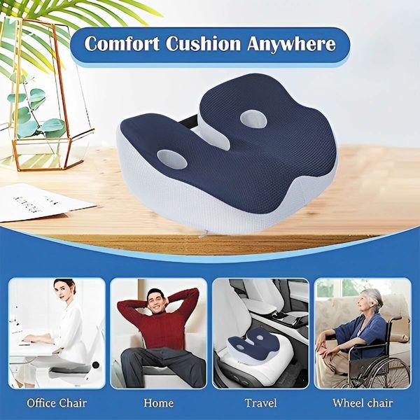 Seat Cushion for Back Relief Memory Foam Tailbone Support Hip Comfort Office Home Ischial Tuberosity Pillow