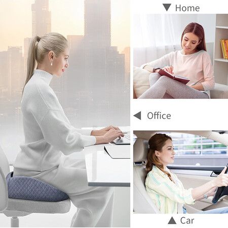 Large Seat Cushion, Supportive Memory Foam Butt Pillow for Sciatica Relief, Coccyx Seat Cushion for Tailbone for Home, Office and Car