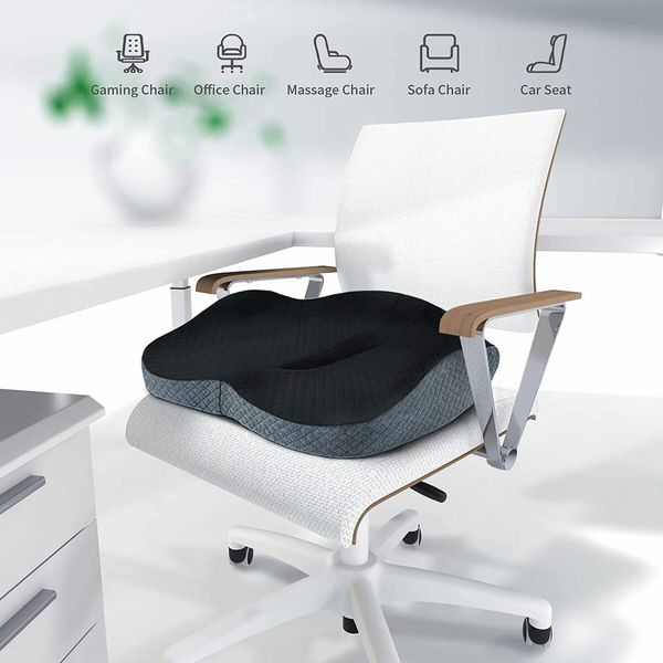 Large Seat Cushion, Supportive Memory Foam Butt Pillow for Sciatica Relief, Coccyx Seat Cushion for Tailbone for Home, Office and Car