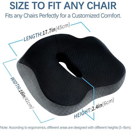 Large Seat Cushion, Supportive Memory Foam Butt Pillow for Sciatica Relief, Coccyx Seat Cushion for Tailbone for Home, Office and Car