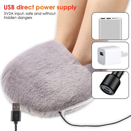 Electrical Heated Feet Warmer Plush Foot Warmer Reverse Slip Bottom Suitable for Bedroom Living Room Office