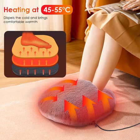 Electrical Heated Feet Warmer Plush Foot Warmer Reverse Slip Bottom Suitable for Bedroom Living Room Office