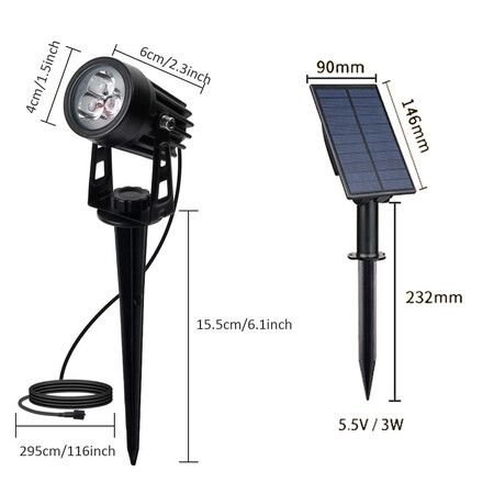 Set of 1 6000K White Light Solar Spotlights 2 in 1 with IP65 Waterproof Adjustable Lighting for Outdoor Garden Backyard Driveway Patio
