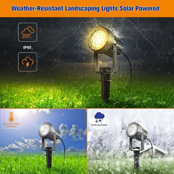 Set of 1 6000K White Light Solar Spotlights 2 in 1 with IP65 Waterproof Adjustable Lighting for Outdoor Garden Backyard Driveway Patio