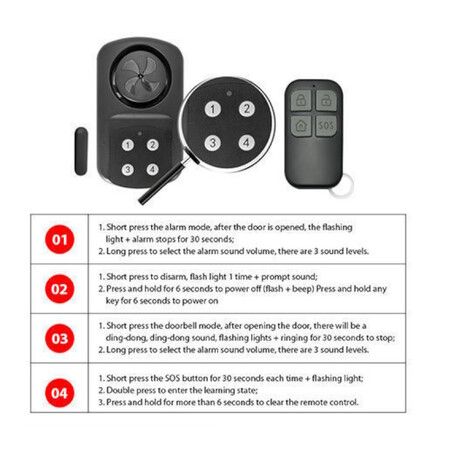 House Alarm  Remote Keypad, Waterproof IP67,Inground Pool Safety Alarm,Gate Alarm Sensor, 140 dB Super Loud, Prying Door Alarm,Entrance Alert