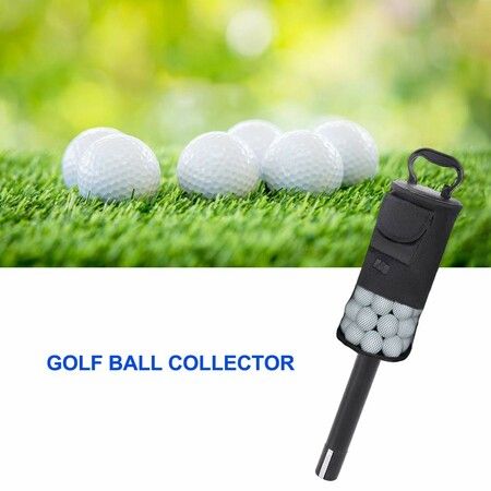 Golf Ball Retriever,Portable Shag Bag Golf Ball Pick Up with Removable Plastic Tube,Pocket Shagger Storage Color Black