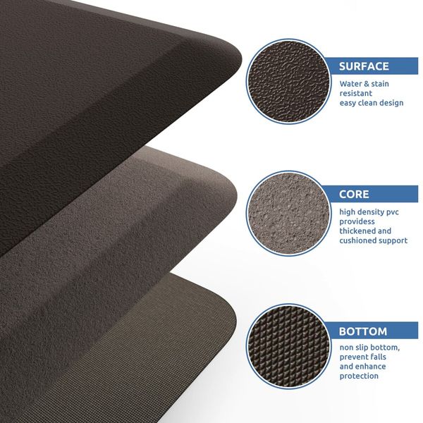 Kitchen Mat Cushioned Anti Fatigue Rug Waterproof,Non Slip,Standing and Comfort Desk/Floor Mats for House Sink Office 71*44cm (Chocolate)