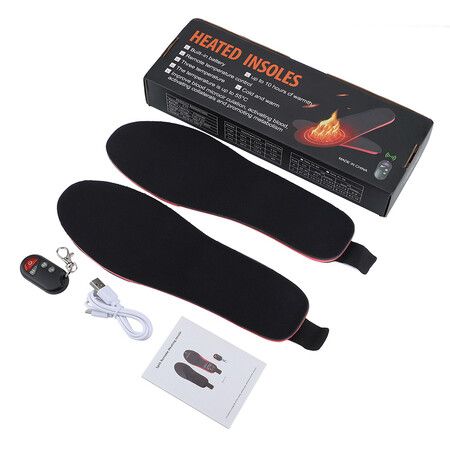 Electric Heated Shoe Insoles USB Rechargeable Feet Warmer Winter Outdoor Remote Control Heating Insoles Foot Warming Shoes Pad Size S