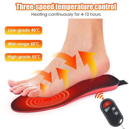 Electric Heated Shoe Insoles USB Rechargeable Feet Warmer Winter Outdoor Remote Control Heating Insoles Foot Warming Shoes Pad Size S