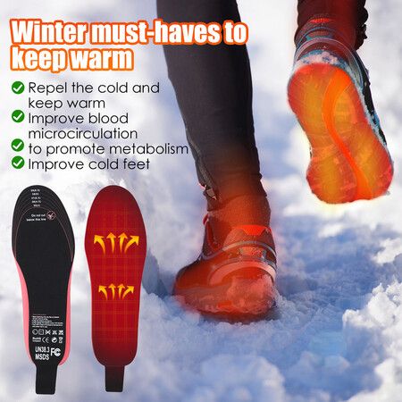 Electric Heated Shoe Insoles USB Rechargeable Feet Warmer Winter Outdoor Remote Control Heating Insoles Foot Warming Shoes Pad Size S