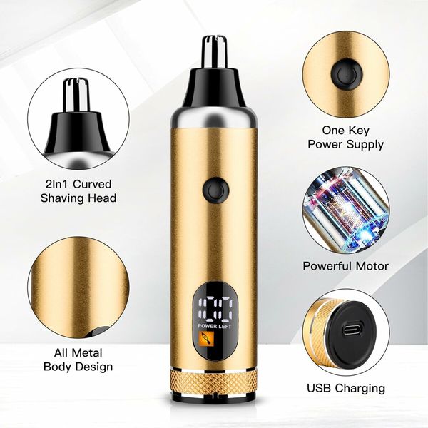 Cordless Professional Hair Clippers for Men, Complete Grooming Kit with Beard Trimmers, Nose Hair Trimmer(Gold)