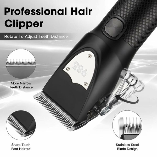 Cordless Professional Hair Clippers for Men, Complete Grooming Kit with Beard Trimmers, Nose Hair Trimmer(Black)