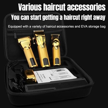 Professional Hair Clippers for Men, Barber Clippers and Trimmer Set with Cordless Electric Razor and LCD Display(Gold)