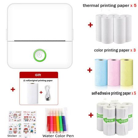 Thermal Mini Printer – Portable Bluetooth Pocket Sticker Maker, Inkless Machine for Notes, Photos, Journals Compatible with Android iOS