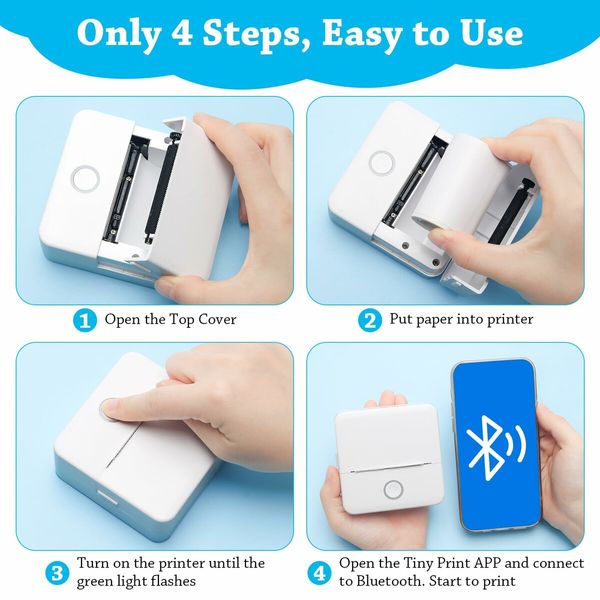 Thermal Mini Printer – Portable Bluetooth Pocket Sticker Maker, Inkless Machine for Notes, Photos, Journals Compatible with Android iOS