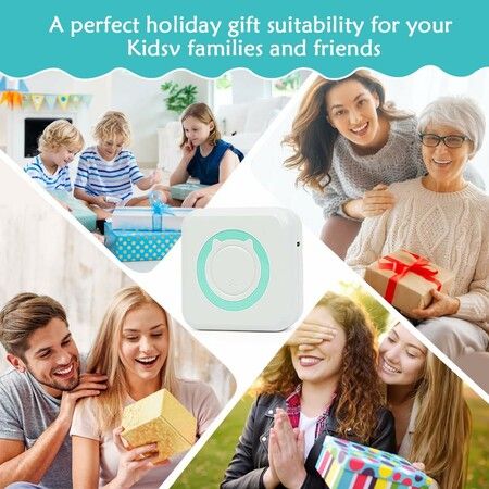 Portable Mini Pocket Printer for iPhone, Smart Inkless Thermal Printer with Bluetooth for Notes, Photos, Stickers, Labels, Receipts (Green)