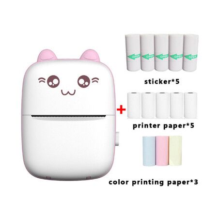 Portable Thermal Printer, Bluetooth Wireless Tiny Printer for Photos/Stickers/Labels/Notes/Receipts, Compatible with iOS and Android, Pink