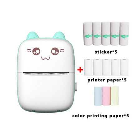 Portable Thermal Printer, Bluetooth Wireless Tiny Printer for Photos/Stickers/Labels/Notes/Receipts, Compatible with iOS and Android, Blue