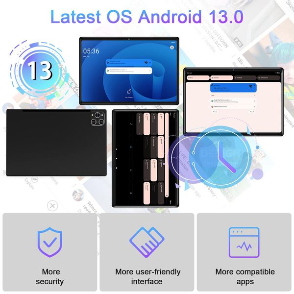 10.1 Inch Android 13 Tablet 128GB ROM+16GB RAM (8+8 Virtual),2 in 1 Tablet with Keyboard,Powerful Octa-Core+13MP Camera (Black)
