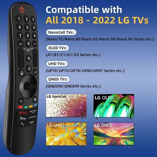 LG TV Remote Replacement for All LG Smart TVs, for LG Magic Remote Control MR22GA/GN with Voice and Pointer Function