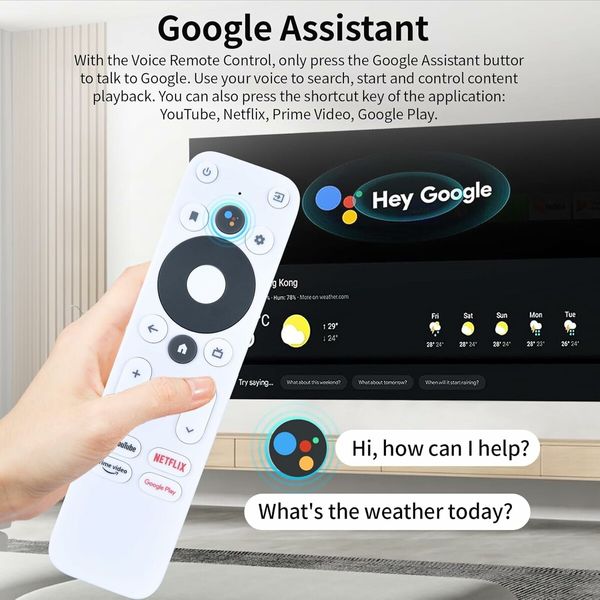 Replacement Remote Control with Voice Mic Compatible for MECOOL KM2 KD5 Skyworth 4K Android TV Box（Remote Only）