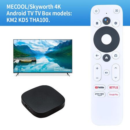 Replacement Remote Control with Voice Mic Compatible for MECOOL KM2 KD5 Skyworth 4K Android TV Box（Remote Only）