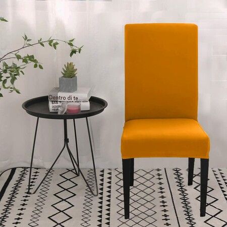 Dining Chair Cover Stretchable Slipcover Seat Protector Removable For Home Hotel Dining Table Chairs Color Yellow