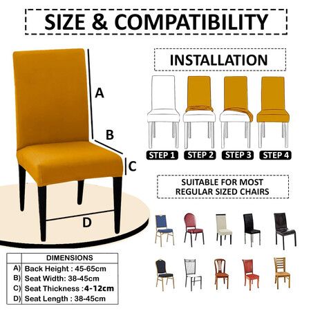 Dining Chair Cover Stretchable Slipcover Seat Protector Removable For Home Hotel Dining Table Chairs Color Yellow