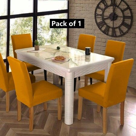 Dining Chair Cover Stretchable Slipcover Seat Protector Removable For Home Hotel Dining Table Chairs Color Yellow