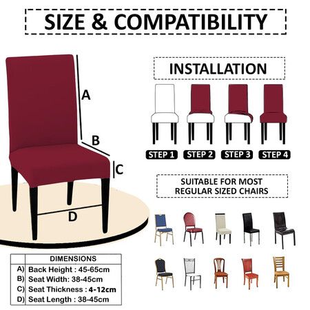 Dining Chair Cover Stretchable Slipcover Seat Protector Removable For Home Hotel Dining Table Chairs Color Red