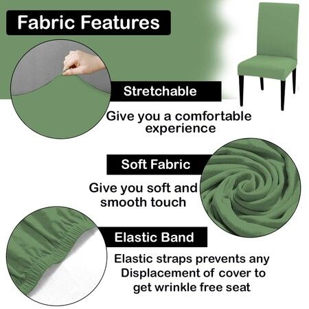 Dining Chair Cover Stretchable Slipcover Seat Protector Removable For Home Hotel Dining Table Chairs Color Green