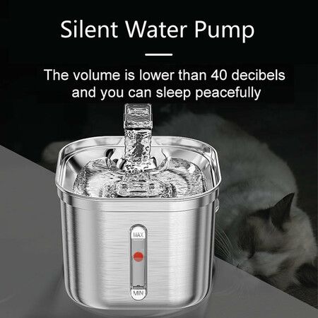 Cat Filter Water Fountain Stainless Steel Pet Fountain 2.2L Dispenser USB Powered For Cats and Dogs