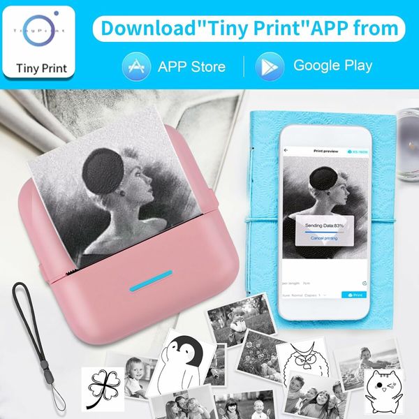 Mini Inkless Thermal Printer for iOS and Android for Bluetooth Wireless Mini Portable Printer for DIY,Memo,List (Pink)