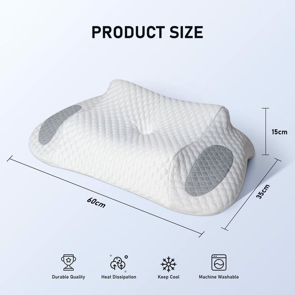 Cervical Memory Foam Pillow,Double Layer Butterfly Shaped air Cotton Cervical Pillow Contoured Support Pillow for Side Sleepers (Ice Silk)