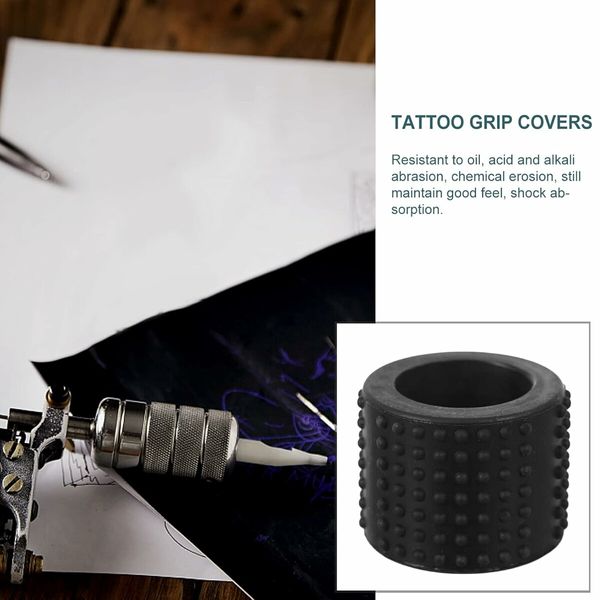 Tattoo Grip Tape Silicone Tattoo Grip Pen Cover Wrap Holder Black Cohesive Bandage Tape Handle Grip Tube for Tattoo Machine Grip Accessories 25mm