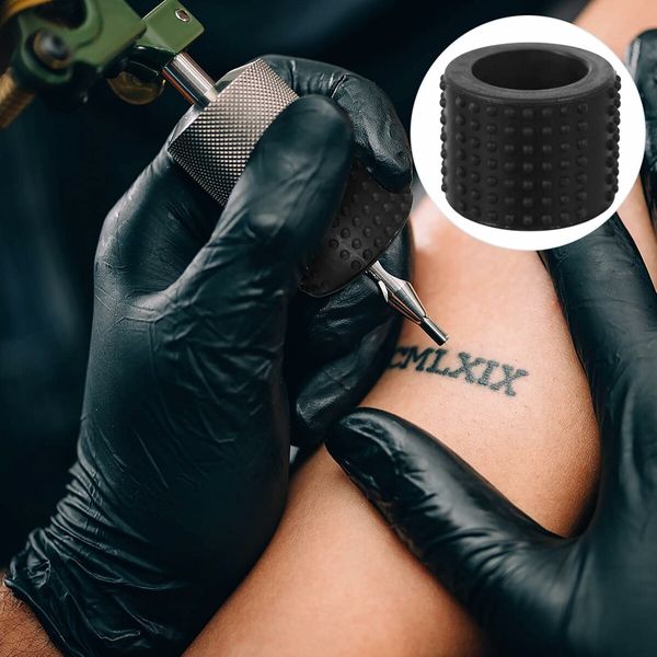 Tattoo Grip Tape Silicone Tattoo Grip Pen Cover Wrap Holder Black Cohesive Bandage Tape Handle Grip Tube for Tattoo Machine Grip Accessories 25mm