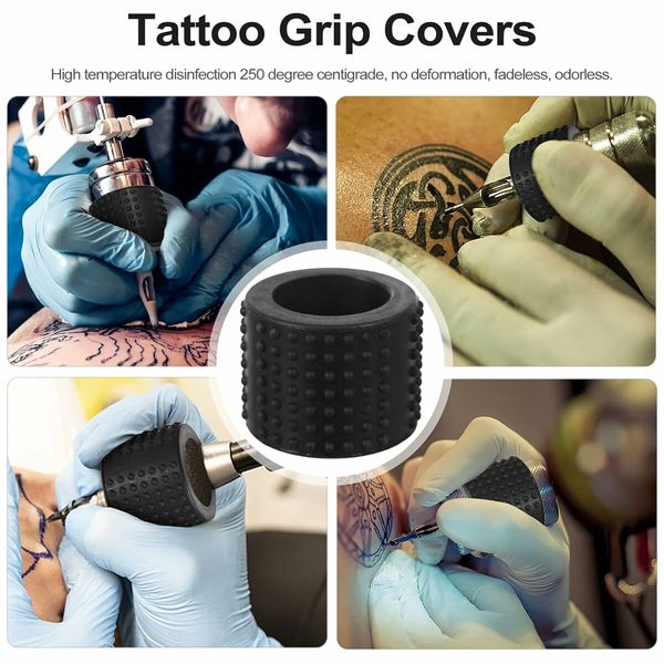 Tattoo Grip Tape Silicone Tattoo Grip Pen Cover Wrap Holder Black Cohesive Bandage Tape Handle Grip Tube for Tattoo Machine Grip Accessories 25mm