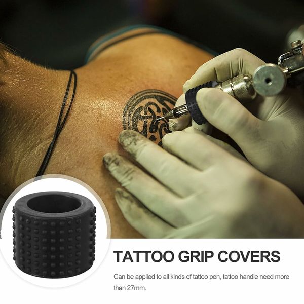 Tattoo Grip Tape Silicone Tattoo Grip Pen Cover Wrap Holder Black Cohesive Bandage Tape Handle Grip Tube for Tattoo Machine Grip Accessories 25mm