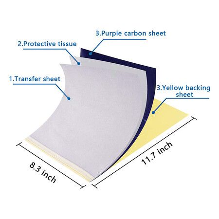 Tattoo Transfer Paper, 100 PCS Tattoo Stencil Paper, 4 Layers 8.5 inch x 11 inch A4 Size Tattoo Thermal Stencil Paper