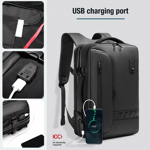 Vacuum Travel Backpack Carryon Luggage Compression Bag Rucksack Men Laptop Vac Pack Work Business Expandable USB Charging Port