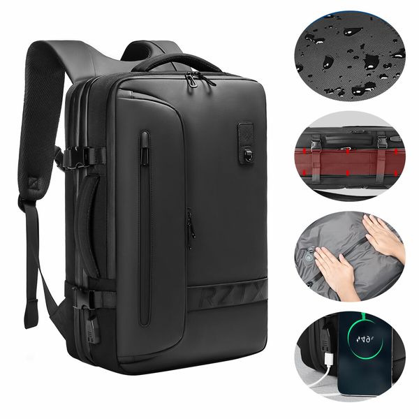 Vacuum Travel Backpack Carryon Luggage Compression Bag Rucksack Men Laptop Vac Pack Work Business Expandable USB Charging Port