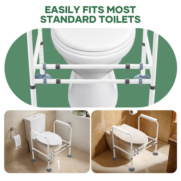 Toilet Safety Rail Bathroom Stand Alone Handrail Medical Aid Surround Frame Elderly Disabled Grab Bar Foldable Adjustable