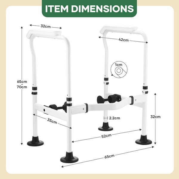 Toilet Safety Rail Bathroom Handrail Stand Alone Surround Support Frame Medical Aid Elderly Disabled Adjustable Grab Bar