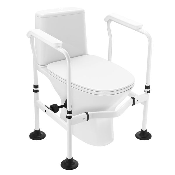 Toilet Safety Rail Bathroom Handrail Stand Alone Surround Support Frame Medical Aid Elderly Disabled Adjustable Grab Bar